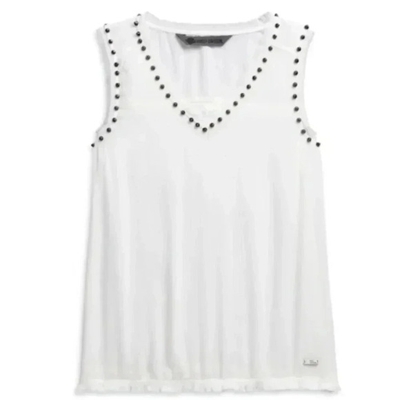 Harley-Davidson Women’s Studded Tank Top V-Neck White - Picture 1 of 8